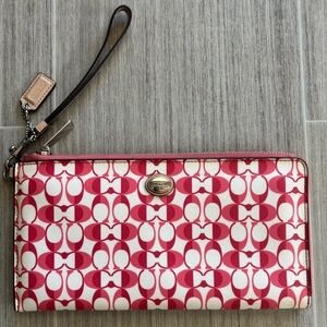 Coach Pink and White Signature Wristlet